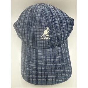 Kangol Hat Cap Size Sm/M Plaid Baseball Blue Gray Flex Stretch Fitted